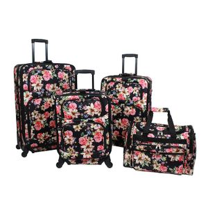 World Traveler - Juego de 4 piezas de lirios para equipaje de spinner extensible