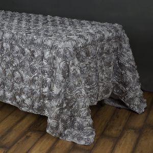 balsacircle 90 x 156" satén elevado rosetas mantel rectangular boda fiesta mesa de comedor Linens