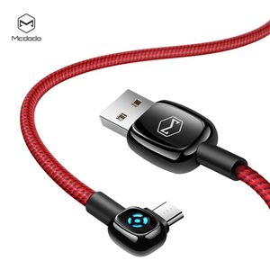 [Micro USB] apagado/encendido inteligente LED Auto desconectar, Mcdodo 90 grados ángulo recto juego nailon trenzado sincronización carga USB datos 5FT