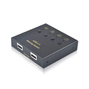 eKL - Interruptor USB (4 computadoras, 2 dispositivos USB, USB 2.0, conmutador periférico, para ratón, teclado, PC, escáner de impresión, con botón de