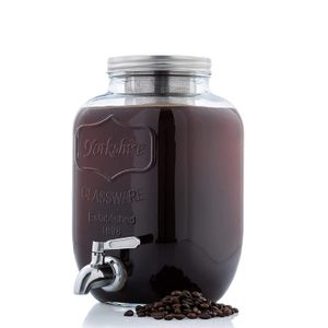 Original Grind Coffee Co. Cold Brew Coffee Maker (1 Gallon) Easy Pour Stainless Steel Spigot Tap, Removable Fine Mesh Filter | Glass Pitcher Brewing S