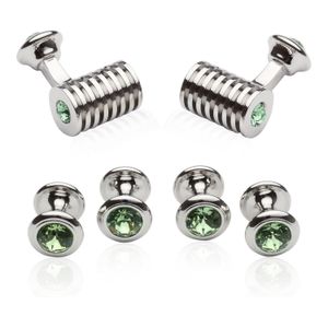 Barril de vidrio conjunto formal Gemelos Studs por Cuff-Daddy, latón rodiado, CD-1921
