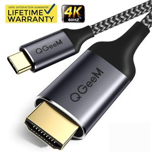 Cable USB C a HDMI 4 K 60 Hz Adapter, qgeem 6 pies 1,8 M USB3.1 Tipo C a HDMI adaptador Thunderbolt 3 para macbookpor 2017 Samsung, S8, LG G5 G6