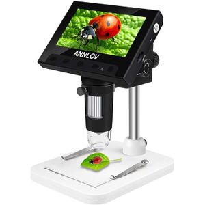 Microscopio digital LCD, ANNLOV 4.3" Microscopio USB 50X-1000X Ampliación de mano Microscopio de Moneda Electrónico Cámara de Vídeo con 8 Luces LED Aj