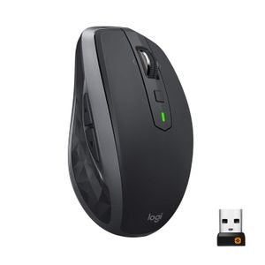 Logitech MX en cualquier lugar 2S – Rato – láser – 7 botões – Sem Fios – Bluetooth, 2.4 GHz – receptor sem fio USB – Grafite