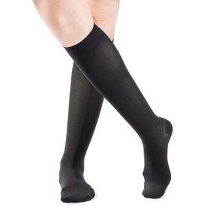Sigvaris suave opaco 840 Mujer Puntera Cerrada Pantorrilla Calcetines de compresión 15 – 20 mmHg, L corto, Negro, 1, 1