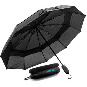 zooblu windfarer — Gran Paraguas de Viaje Compacto — Auto Abrir Cerrar — con Caso