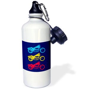 3dRose WB _ 216274 _ 1 azul, amarillo y rojo de motocicleta Decoración Azul Marino deportes botella de agua, multicolor, 21 oz