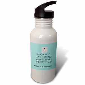 3dRose WB _ 210372 _ 2 " Happy 30th Birthday. blue. Funny quote. diciendo. Pajita "botella de agua, 21 oz, color blanco