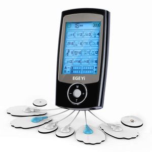TENS Máquina Dual Channel TENS Muscle Stimulator Recargable Electrónica Alivio del Dolor Masajeador con 16 Modos 8 Almohadillas