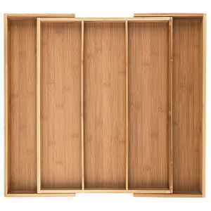Organizador de cajones extensible de bambú, cubiertos y bandeja de utensilios de calidad, perfecto para la cocina, baño, escritorio, etc. Divisor de c