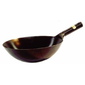 Wok de acero de estilo japonés de 14 pulgadas