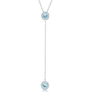 Redondo de plata esterlina bisel-conjunto azul o gema de amatista lariat 16 + 2" collar
