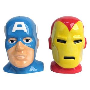 Capitán América y Iron Man Jefes Sal y pimienta Shakers