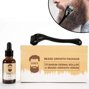 Kit de crecimiento de barba – Rodillo Derma para crecimiento de barba y suero de crecimiento de barba – Estimula el crecimiento de barba y cabello – R