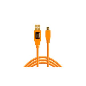 Herramientas de sujeción TetherPro USB 2.0 a macho a mini-B, 5 pines cable – 15 pies, Anaranjado