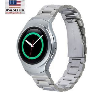 Samsung Gear S2 Watch Band con adaptador de conector, Besteck Acero Inoxidable Metal 3 Beads Sustitución Smart Watch Band pulsera para Samsung S2 SM-R