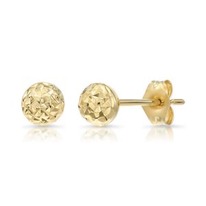 Pendientes de tuerca de oro amarillo de 14 quilates con corte de diamante