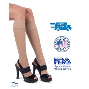 Jomi Sheer Collection 133 Agudos rodilla de compresión 15 – 20 mmHg – Open Toe, M, Natural, 1