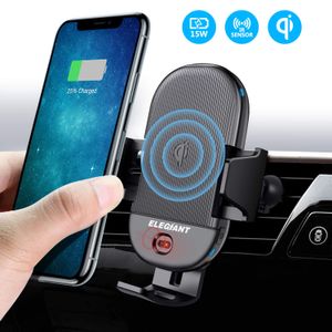 Cargador de coche inalámbrico Elegiant 15 W/7,5 W/5 W Cargador por infrarrojos Inducción Abrazadera automática ventilación teléfono soporte compatible