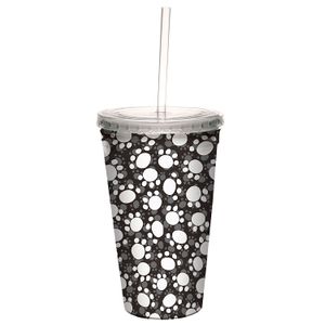 tree-free Greetings 80298 Paw Imprimir Por Debbie Mumm Artful Traveler acrílico de doble pared taza con pajita reutilizable frío, 16-Ounce