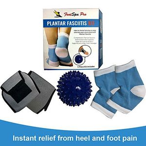 footspa Pro 5 pieza Fascitis Plantar Kit, Gel fascitis plantar Funda Soporte de Arco, pie, bola de masaje, alivia Fascitis Plantar, talón Juego de esp