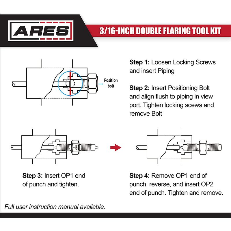 ARES 180133/16Inch Double Flaring Tool Includes Flaring Tool, Double Ended Op1/Op2 Punch