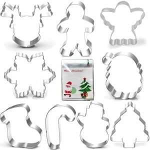 Set de cortadores de galletas de Navidad de 3.5 in - 9 piezas - Gingerbread Hombres, copo de nieve, reno, ángel, árbol de Navidad, muñeco de nieve, ca