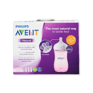 Avent 3-Pack Natural botellas de cuello, talla única , Rosado