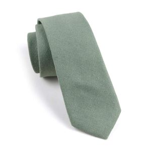 Elfeves de los hombres delgada de color sólido corbata de algodón de lino de corte delgado corbata