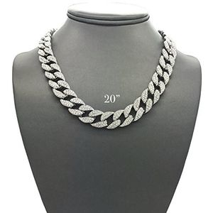 Mens Iced Out Hip Hop Silver Cz Miami Collar De Cadena De...