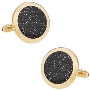 Negro Diamond Dust Oro Gemelos Gemelos de Cuff-Daddy