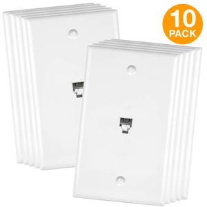 Enerlites RJ11 - Placa de pared para teléfono ISDN/VoIP/LAN/PBX, 6P4C o 6P6C (2 líneas de apoyo), color blanco