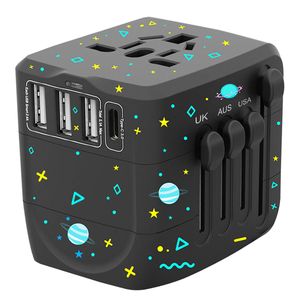 Adaptador de viaje universal todo en uno para todo el mundo con 1 adaptador de alimentación internacional tipo C 3 USB, adaptador europeo, perfecto pa