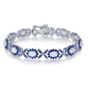 Barzel - Pulsera de tenis de ópalo de oro blanco de 18 quilates o chapado en oro rosa