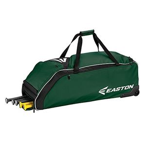 Easton E610W - Bolsa con ruedas para bate y equipo de béisbol (compartimento para 4 murciélagos, bolsillos con ventilación, minimiza el olor y se seca