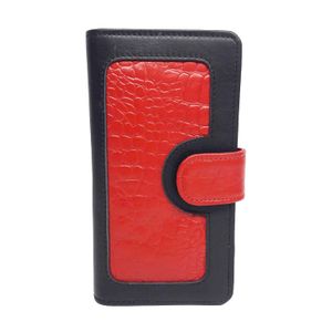 LW-1804 Portefeuille pour Femmes en rouge de cocodrilo | 10 Emplacements pour cartes | 1 fenêtre pour cartes | 4 poches coulissantes | 1 Poche Zippée