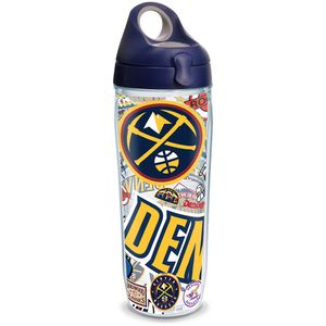 Tervis 1309311 NBA Denver Nuggets All Over - Vaso con tapa, color azul marino, botella de agua transparente