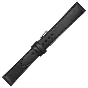 Real Leather Creations - Correa de reloj de piel con hebilla dorada y plateada (cosida plana), color negro, marrón y marrón