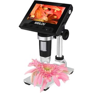 ANNLOV Microscopio digital de mano de 4,3 pulgadas Microscopio electrónico USB 50X-1000X Ampliación Moneda Microscopio Cámara de vídeo con 8 luces LED