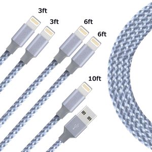 Cable de carga micro USB para iPhone, 5 piezas, cable trenzado de nailon de alta velocidad compatible con iPhone X/8/7/6S/6/Plus/5SE/5S/5C/5 iPad iPod