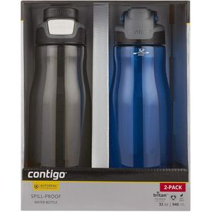 Contigo Autoseal Fit 32 oz. Botella de agua a prueba de derrames, 2 unidades