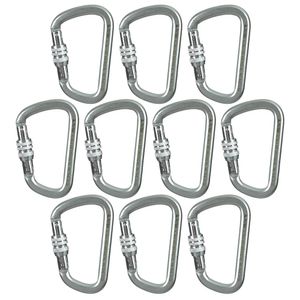 Fusion Climb Tacoma Acero Tornillo de bloqueo puerta Modificado D-Shaped Mosquetón Plata 10-pack