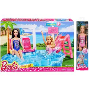 Barbie Glam piscina Playset con Bono playa muñeca Barbie.