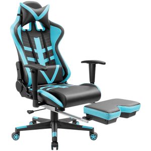 Homall - Silla ergonómica para videojuegos, silla de carreras, silla de piel sintética, silla de oficina giratoria para ordenador, reposacabezas y sop