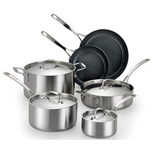 Lagostina q552sa64 Axia Acero Inoxidable Antiadherente de Cerámica última intervensión de PFOA PTFE Utensilios de cocina Set Utensilios de cocina, 10-