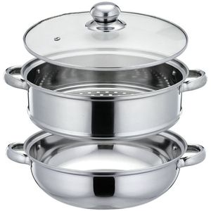 nadalan Pila de acero inoxidable olla de vapor Set saucepot doble caldera Utensilios de cocina Pot 2 Tier (28 cm)