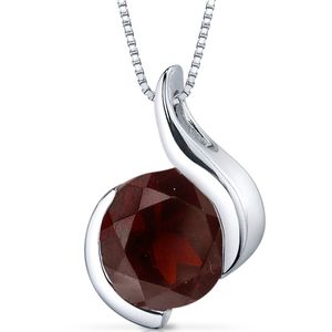 Garnet colgante plata de ley y rodio Acabado en níquel Bisel Set 2.50 quilates