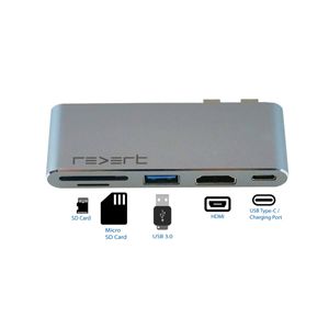 Revertir 5 en 1 USB lector de tarjeta de memoria Micro SD adaptador para Macbook Pro 13" y 15" 2016/2017 | 4 K HDMI, Thunderbolt 3, USB tipo A 3.0 – 3