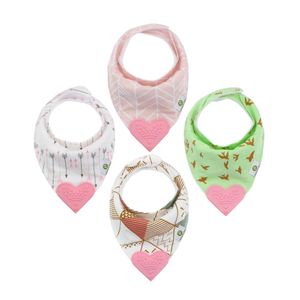 Baberos bandana para dentición Pickle & Olive para bebés y niños pequeños, con mordedor de silicona sin BPA, juego de 4, resistente al agua, ajustable